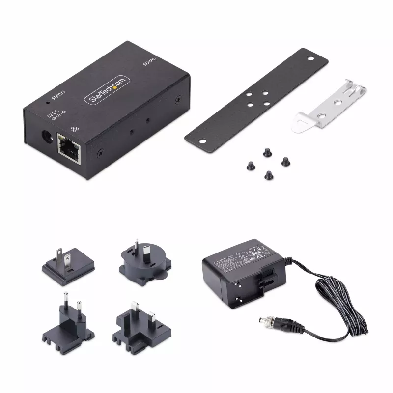 StarTech.com 1-pordine jada-Ethernet-adapter, IP seadmeserver kaug-RS-232 seadmete jaoks, seinale/DIN-liistule paigaldatav, metallkorpus, RJ45 LAN-DB9 jadamuuundur