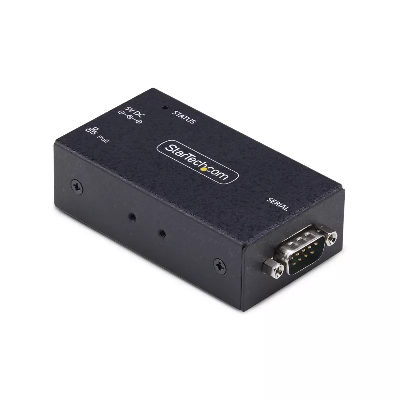 StarTech.com 1-pordiline jada-Etherneti adapter, 802.3af PoE IP jadaseadmeserver RS232 kaugseadmetele, seinale/DIN-liistule paigaldatav, RJ45 LAN-DB9 jadamuundur, TAA