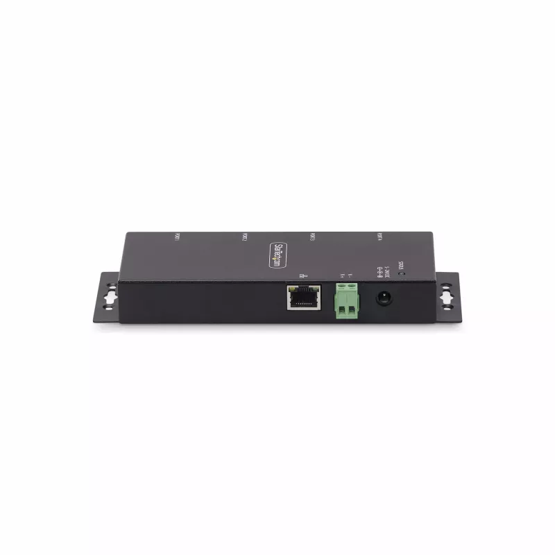 StarTech.com 4-pordiline jadaliides Etherneti adapter, IP jadaseadme server kaug-RS232 seadmetele, seinale/DIN-liistule kinnitatav, metallkorpuses, RJ45 LAN DB9 jadamuundur
