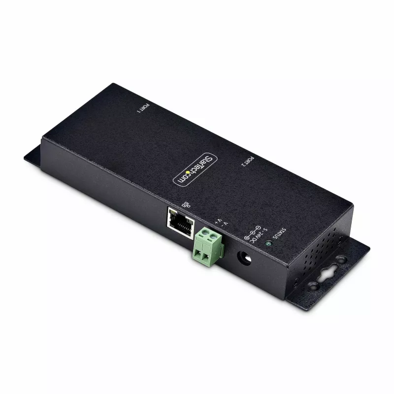 StarTech.com 2-pordiline jadaliidese Etherneti adapter, IP jadaseadmeserver kaug-RS232-seadmetele, seinale/DIN-liistule paigaldatav, metallkorpus, RJ45 LAN DB9 jadaühenduse muundurile