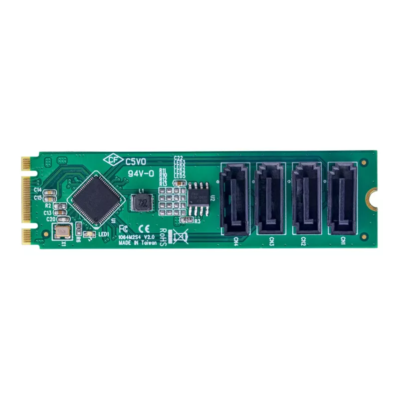 StarTech.com 4-pordiline M.2-SATA adapterkaart, M.2 PCIe 3.0 SATA HDD/SSD laienduskaardile, ASM1064 kiibistik, M.2 NVMe 4x HDD/SSD jaoks Windows/macOS/Linux