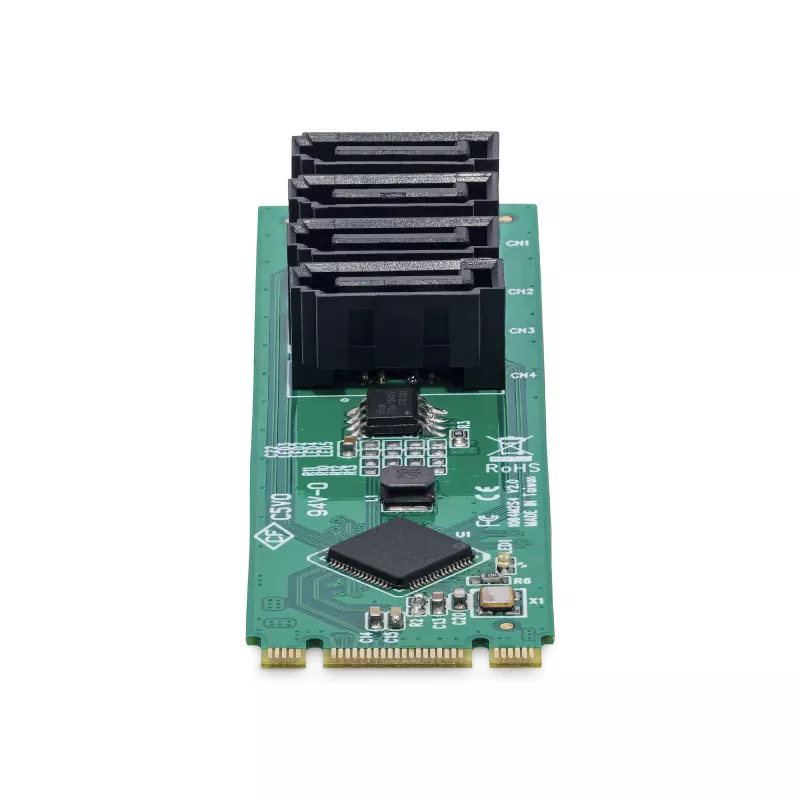 StarTech.com 4-pordiline M.2-SATA adapterkaart, M.2 PCIe 3.0 SATA HDD/SSD laienduskaardile, ASM1064 kiibistik, M.2 NVMe 4x HDD/SSD jaoks Windows/macOS/Linux