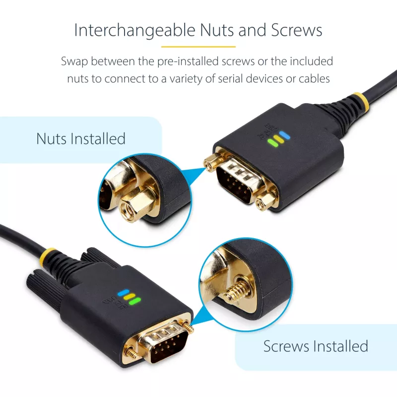 StarTech.com 2 m USB jadaliidese adapterkaabel, COM-i säilitus, vahetatavad kruvid/mutrid, USB-A – DB9 RS232, FTDI IC, ESD-kaitse, Windows/macOS/Linux
