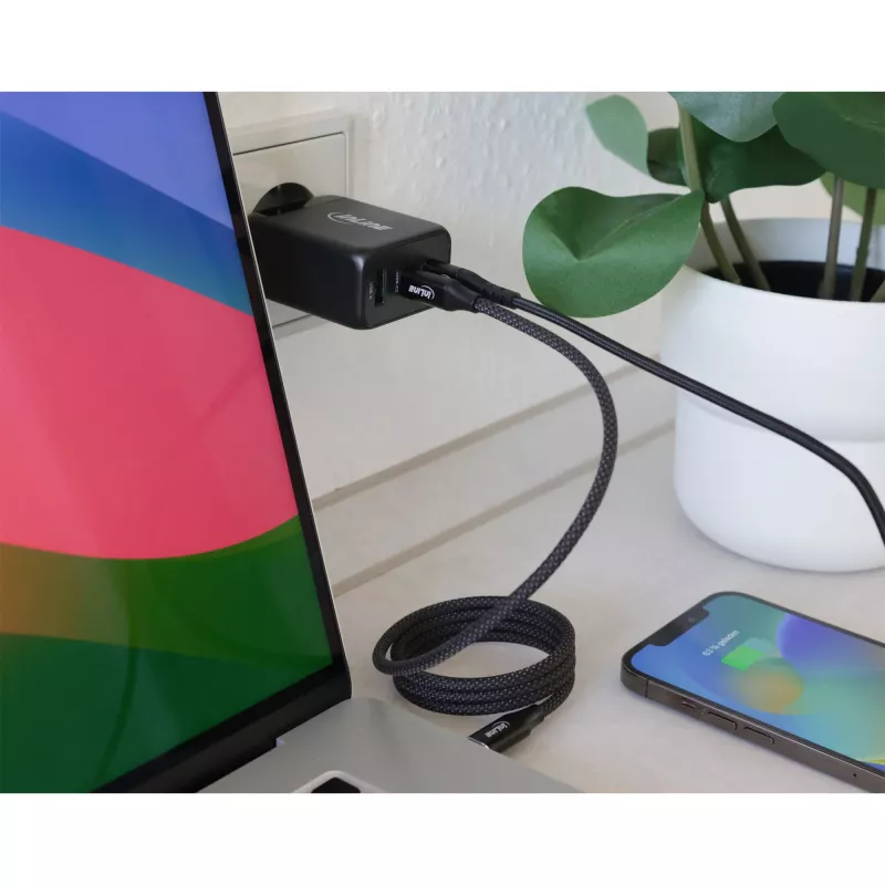 InLine USB PD toiteallikas, GaN laadija, 3 pordiga, kaks USB-C + USB-A, 65 W