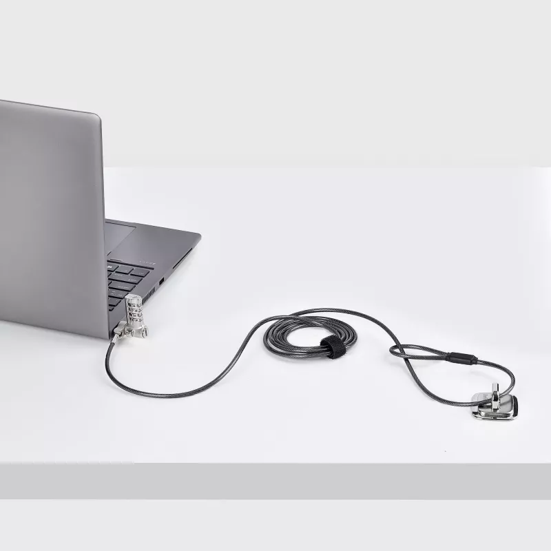 StarTech.com universaalne sülearvuti kaabellukk 6,6 jalga (2 m), seeriaviisiline turvakaabel sülearvutile, ühildub Noble Wedge®/Nano/K-pesaga; võtmeta kombinatsioonkaabel, TAA