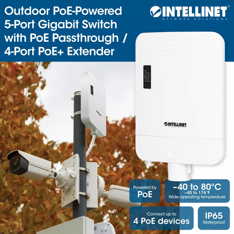 Võrgukommutaator Intellinet 509220 Gigabit Ethernet 5 porti PoE
