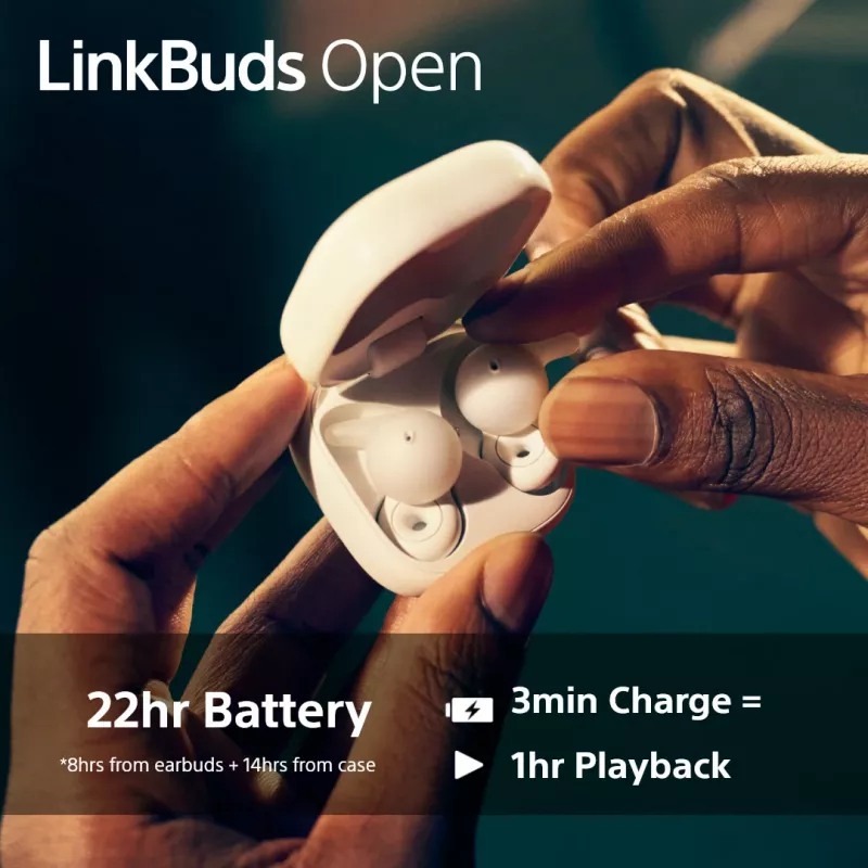 Juhtmevaba kõrvasisene peakomplekt Sony LinkBuds Open WFL910W — Bluetooth, 20–20000 Hz, 10 m ulatus, valge