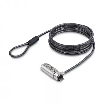 StarTech.com õhuke Lock Nano Slot Ühilduv, 6,6 jala (2 m) lukustuskaabel, laua vargusvastane turvalahendus sülearvutile/märkmikule, lõikekindel teraskaabel, 4-kohaline kombinatsioonlukk