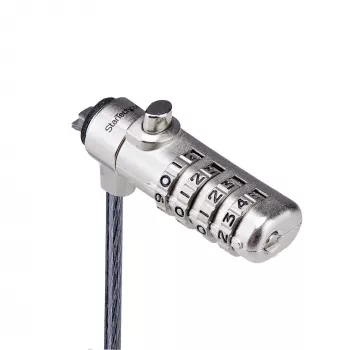 StarTech.com õhuke Lock Nano Slot Ühilduv, 6,6 jala (2 m) lukustuskaabel, laua vargusvastane turvalahendus sülearvutile/märkmikule, lõikekindel teraskaabel, 4-kohaline kombinatsioonlukk
