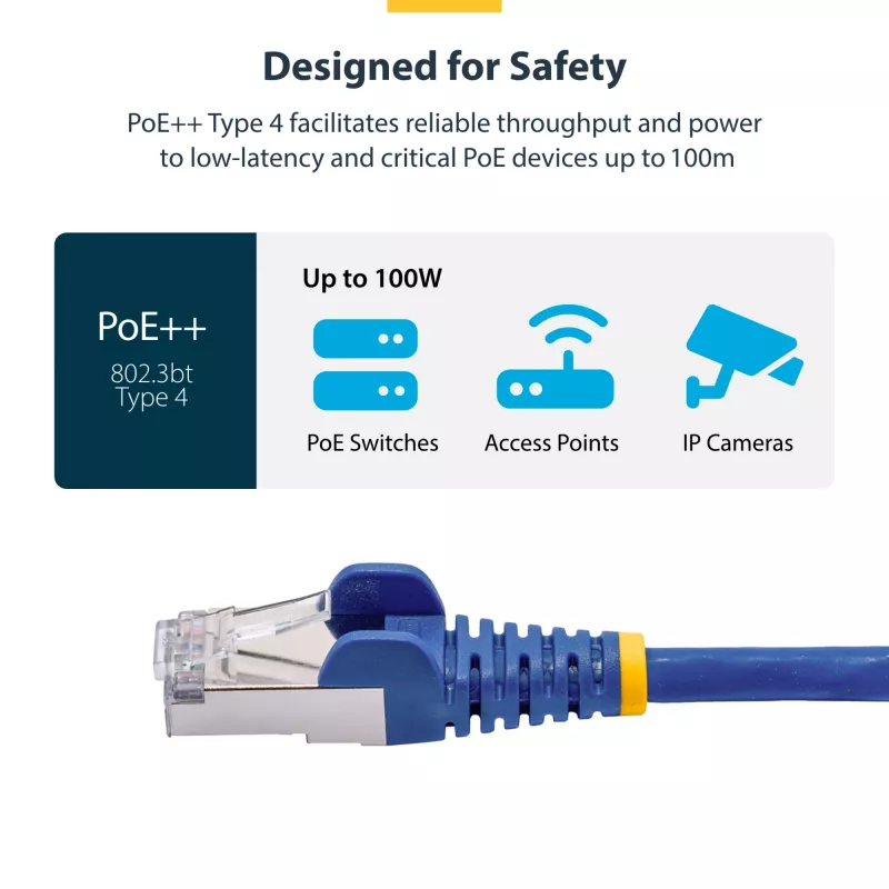 StarTech.com 2m sinine CAT8 võrgukaabel, takerdumisvastane RJ45, 25G/40G, 2000 MHz, 100 W PoE++, S/FTP, 26AWG puhtast vasest traat, LSZH, varjestatud võrgukaabel tõmbetugevdustega, individuaalselt testitud
