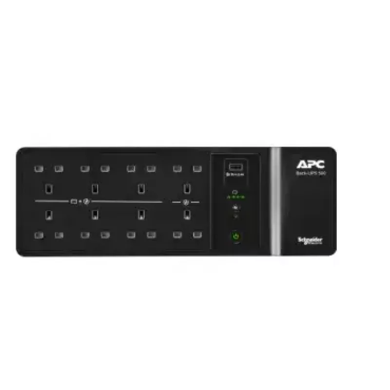 APC Back-UPS, 500VA/300W põranda/seinale kinnitatav, 230V, 8x UNEL pistikupesa, USB Type-A port, kasutaja vahetatav aku