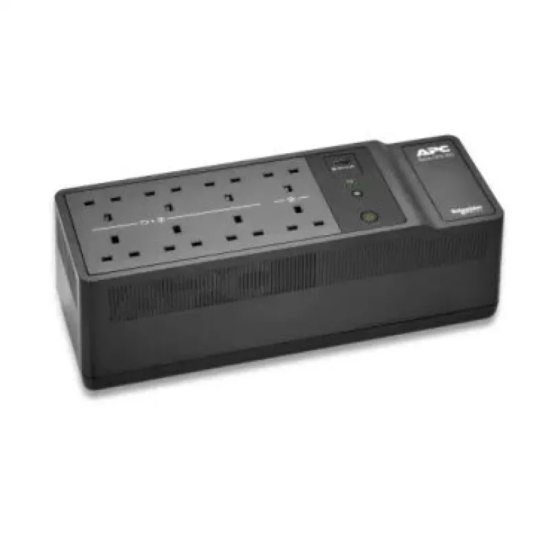 APC Back-UPS, 500VA/300W põranda/seinale kinnitatav, 230V, 8x UNEL pistikupesa, USB Type-A port, kasutaja vahetatav aku