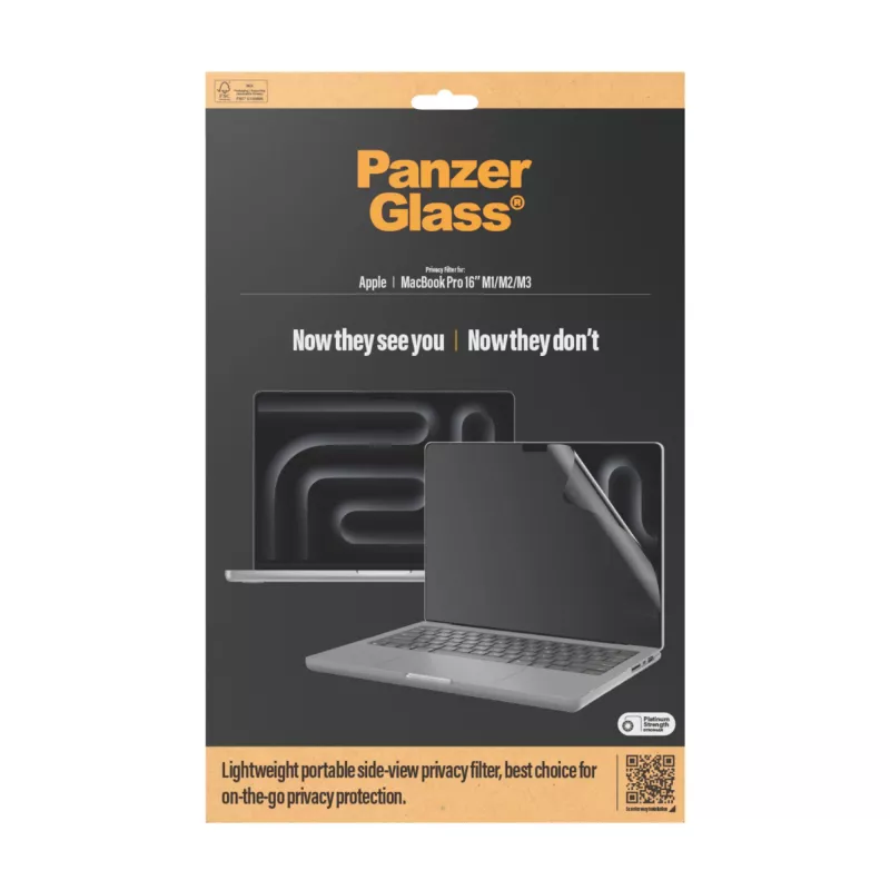 Ekraanikaitse PanzerGlass Dual Privacy MacBook Pro 16 tolli M1 M2 M3 M4 Läbipaistev