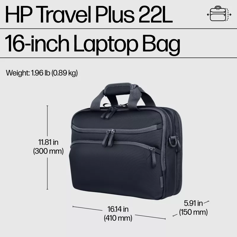 Sülearvutikott HP Travel Plus 22L 16-tolline portfell Monokromaatiline