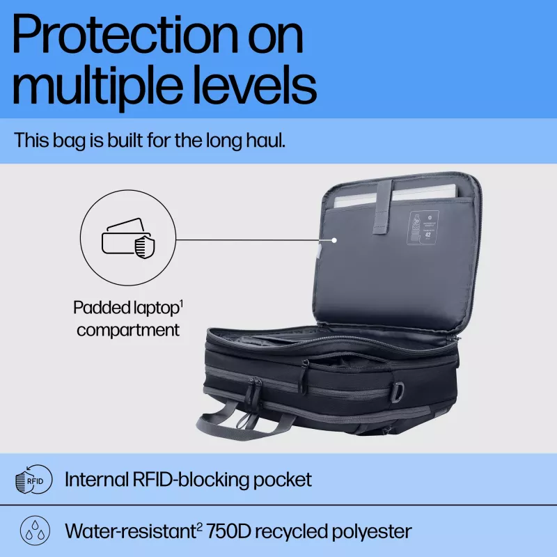 Sülearvutikott HP Travel Plus 22L 16-tolline portfell Monokromaatiline