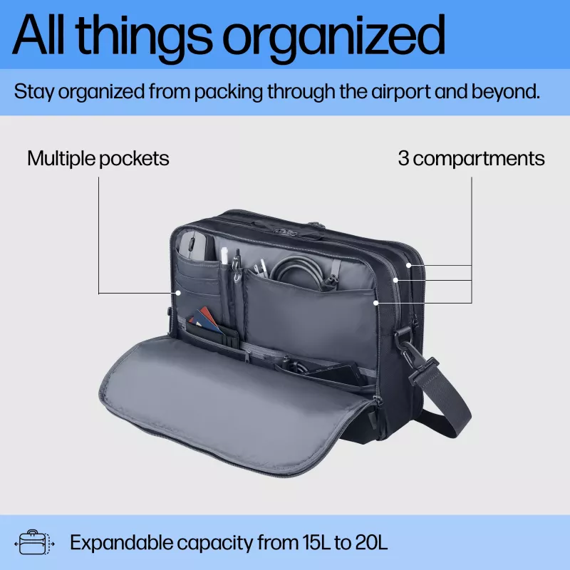 Sülearvutikott HP Travel Plus 15L 14-tolline portfell 820g monokroomne