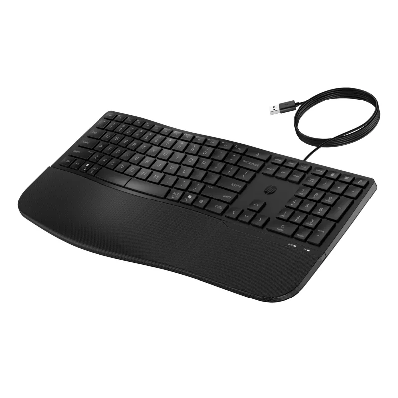 HP 485 Comfort juhtmega klaviatuur, täissuuruses USB-membraan, randmetoega