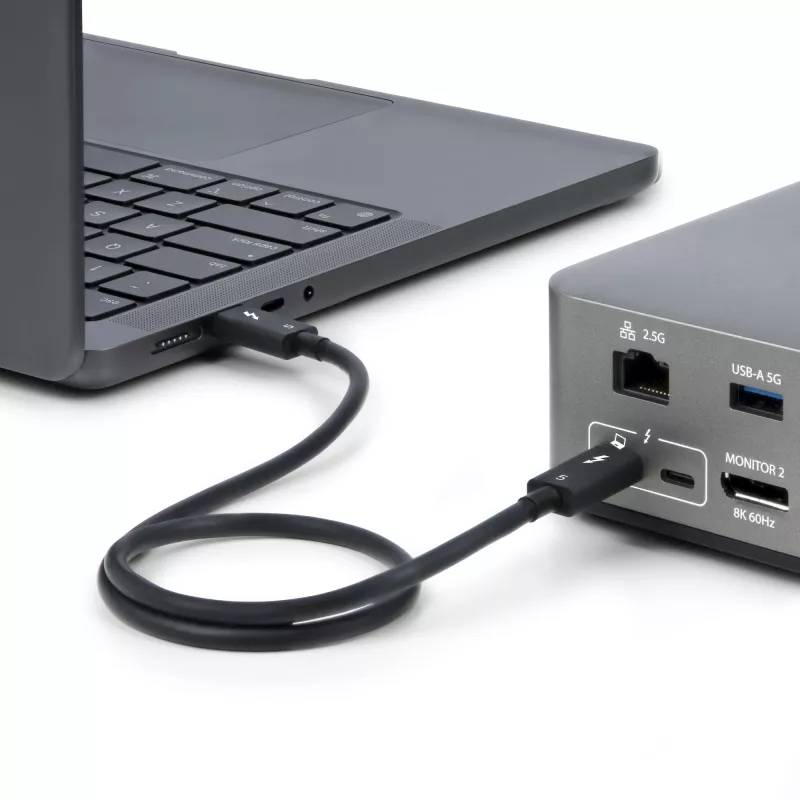 StarTech.com 1,5 jala (50 cm) Thunderbolt 5 kaabel, 80 Gbps/ kuni 120 Gbps, 240 W PD, 8K 60 Hz, sertifitseeritud Thunderbolti kaabel – ühildub Thunderbolt 4/USB4/USB-C-ga