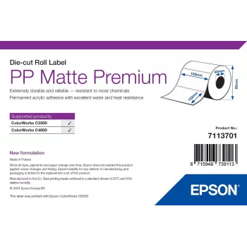 Epson PP Matte Label Premium, stantsitud rull, 105 mm x 152 mm, 185 silti