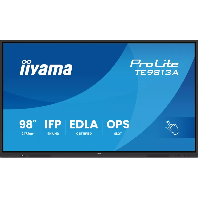 iiyama TE9813A-B1AG Signage Display Interaktiivne lameekraan 2.48 m (97.5 tolli) Wi-Fi 500 cd/m² 4K Ultra HD Must Puuteekraan Sisseehitatud protsessor Android 18/7