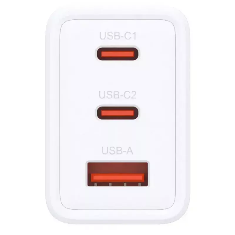 Vahelduvvoolu siselaadur D-Link DCP-651 — 65 W GaN, 2x USB‑C, universaalne ühilduvus, 90–264 V, valge