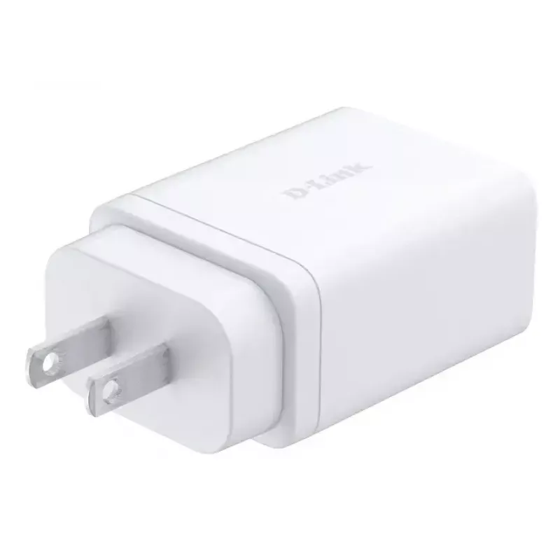 Vahelduvvoolu siselaadur D-Link DCP-651 — 65 W GaN, 2x USB‑C, universaalne ühilduvus, 90–264 V, valge