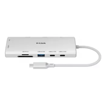 D-Link 10-in-1 USB-C Hub DUP-A01 — USB 3.2 Gen 1 USB-C host, Gigabit Ethernet, SD/MicroSD, HDMI kuni 3860x2160@60Hz