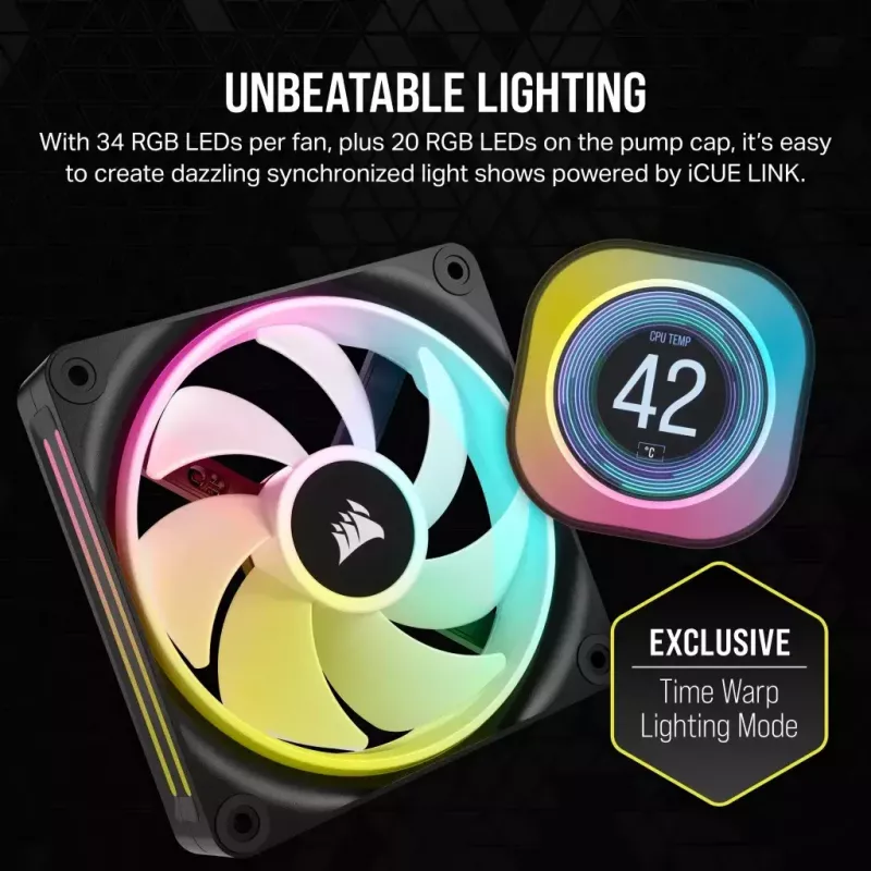 Corsair iCUE LINK H100i LCD RGB AIO vedelikjahuti protsessorile, 240 mm