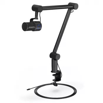 Arvutimikrofon ENDORFY Solum Studio — USB-juhtmega, 24-bitine/96 kHz, 20–20000 Hz, reguleeritav lauakinnitus, puutetundlikud juhtnupud, kõrvaklapiväljund, must