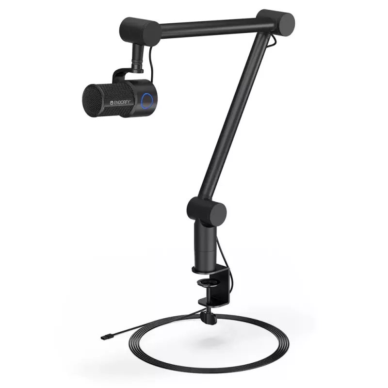 Arvutimikrofon ENDORFY Solum Studio — USB-juhtmega, 24-bitine/96 kHz, 20–20000 Hz, reguleeritav lauakinnitus, puutetundlikud juhtnupud, kõrvaklapiväljund, must