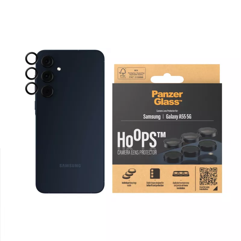 PanzerGlass® Hoops® Kaamera Objektiivi Kaitseklaas Must Samsung Galaxy A55 5G