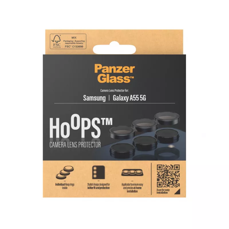 PanzerGlass® Hoops® Kaamera Objektiivi Kaitseklaas Must Samsung Galaxy A55 5G