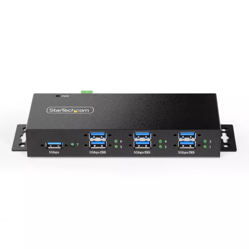 StarTech.com 5G7AINDRM-USB-A-HUB liidese jaotur USB 3.2 Gen 1 (3.1 Gen 1) Type-B 5000 Mbit/s Must