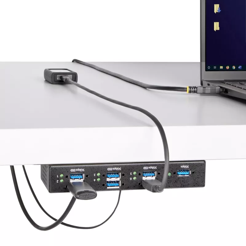 StarTech.com 5G7AINDRM-USB-A-HUB liidese jaotur USB 3.2 Gen 1 (3.1 Gen 1) Type-B 5000 Mbit/s Must
