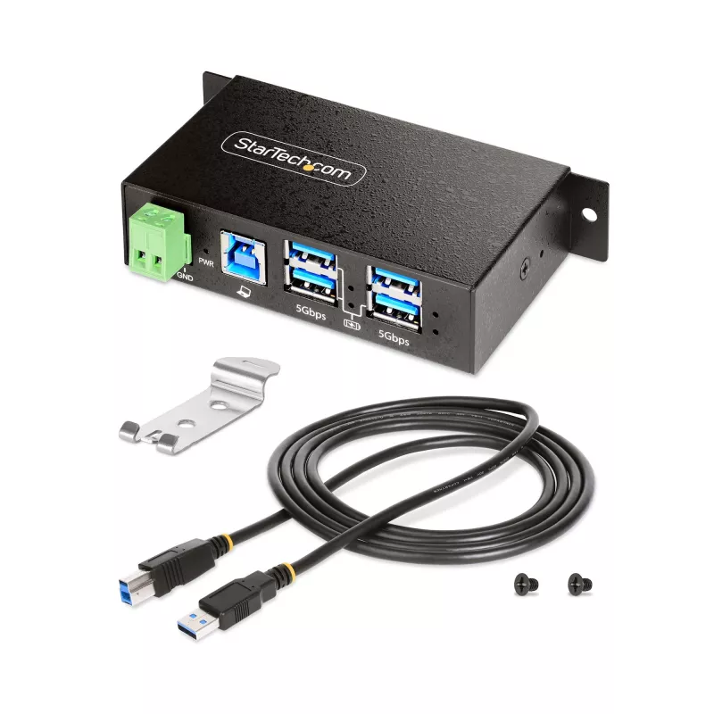 StarTech.com 5G4AINDRM-USB-A-HUB liidese jaotur USB 3.2 Gen 1 (3.1 Gen 1) Type-B 5000 Mbit/s Must