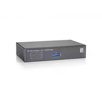 LevelOne 10 pordiga kiire Ethernet PoE lüliti, 1 × Gigabit RJ45, 1 × Gigabit SFP, 8 PoE väljundit, 120 W