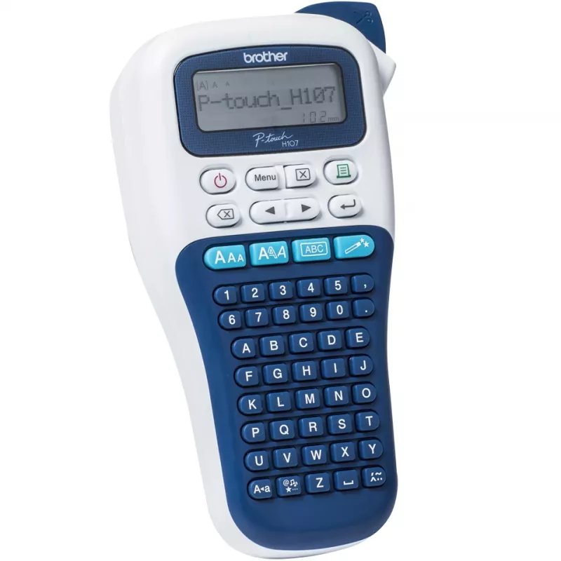 Sildiprinter Brother PT-H107B — termosiire, 180×180 DPI, 20 mm/s, TZe-lindid 3,5/6/9/12 mm, LCD, AAA aku