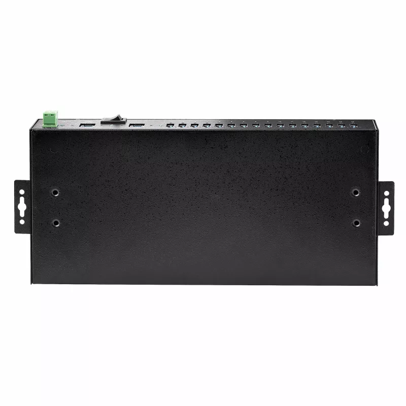 StarTech.com 16-pordiline tööstuslik USB 5Gbps jaotur toiteadapteriga, metallkorpus, paigaldatav, ESD-kaitse, klemmiploki toide, USB-laadimine, kahe hosti lüliti - TAA