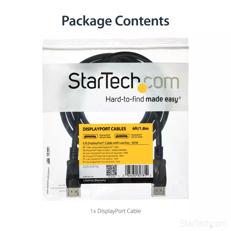 StarTech.com 6ft (2m) DisplayPort 1.2 kaabel - 4K x 2K Ultra HD VESA sertifitseeritud DisplayPort kaabel - DP-DP kaabel monitorile - DP video-/kuvarikaabel - lukustuvad DP-pistikud