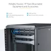 StarTech.com 4-post 12U serverikapp, lukustatav 19-tolline andmekapp arvuti/AV/IT-seadmetele, kontori/koduvõrgu riiul rataste ja reguleeritavate kinnitusrööbastega