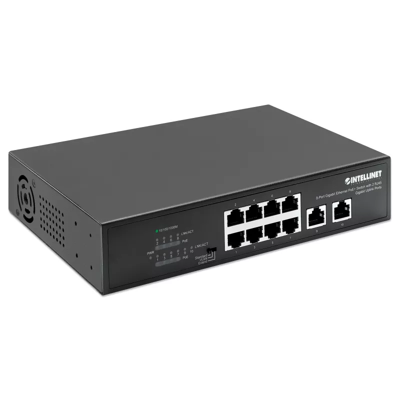 Intellinet 8-pordiline Gigabit Ethernet PoE+ lüliti 120 W, 2 üleslingiporti