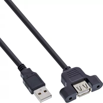 InLine USB 2.0 adapterkaabel, tüüp A-pistik / A-pesa, pesaplaadi jaoks, 0,6 m