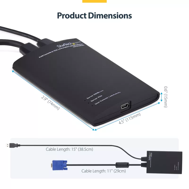 StarTech.com KVM-konsool USB 2.0-le kaasaskantav sülearvuti krahhiadapter