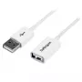 StarTech.com 3 m valge USB 2.0 pikenduskaabel A-A - M/F