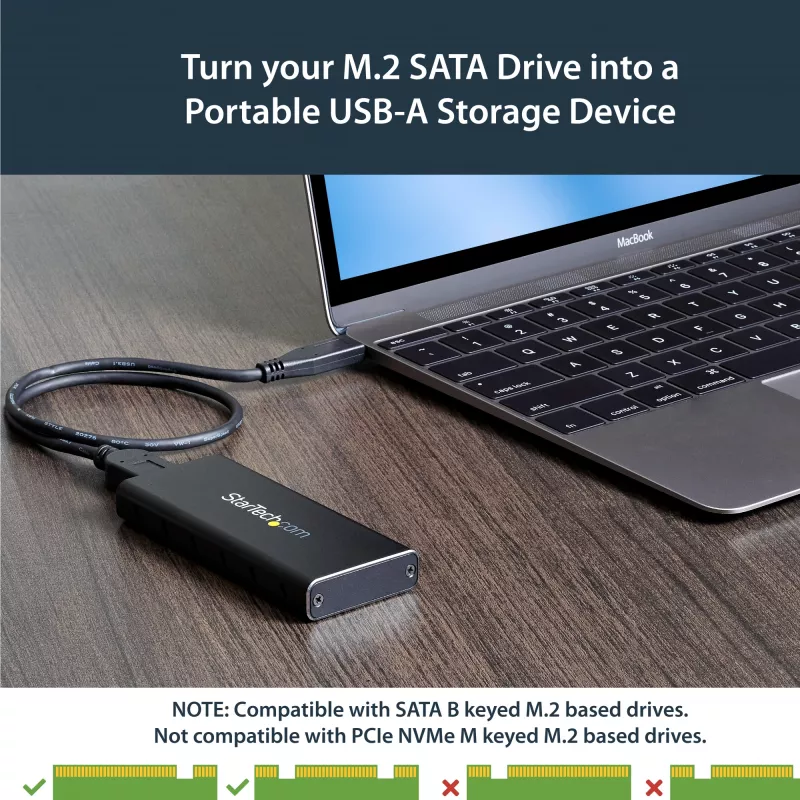 StarTech.com M.2 SSD-korpus M.2 SATA SSD-dele – USB 3.1 (10 Gbit/s) USB-C-kaabliga