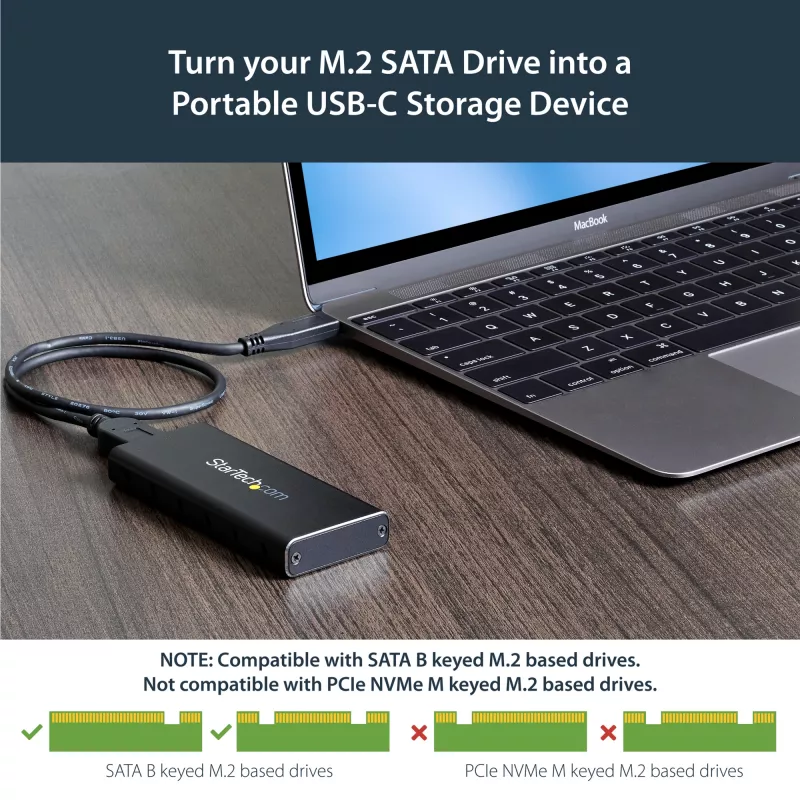 StarTech.com M.2 SSD-korpus M.2 SATA SSD-dele – USB 3.1 (10 Gbit/s) USB-C-kaabliga