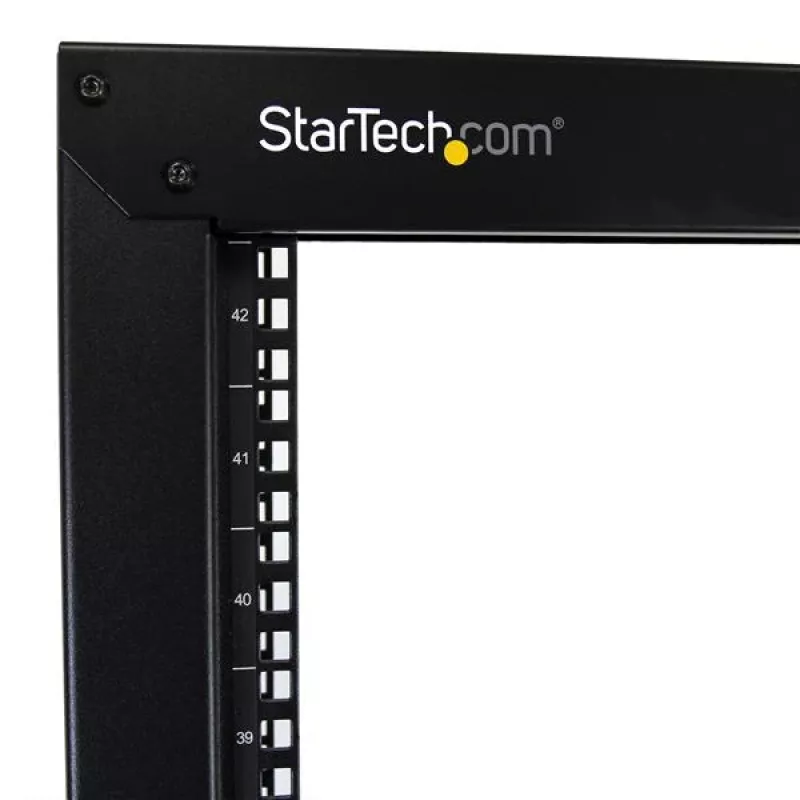 StarTech.com 2-post 42U mobiilne avatud raamiga serveririiul, kahe postiga 19-tolline võrguriiul ratastel, liigutatav avatud riiul AV/andmete/meedia/IT-seadmetele, arvutiriiul koju/kontorisse – rattad kaasas