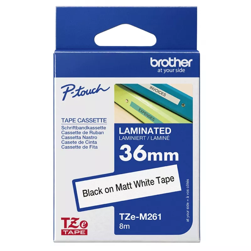 Brother TZE-M261 sildivalmistamislint Must valgel