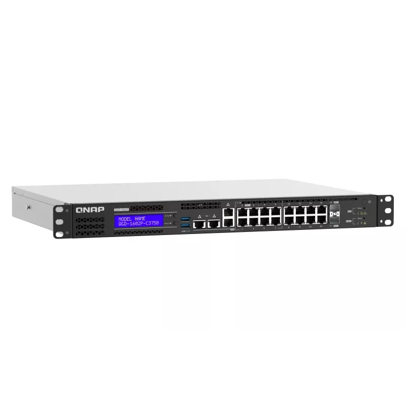 QNAP QGD-1602P Hallatav L2 Gigabit Ethernet (10/100/1000) Power over Ethernet (PoE) 1U Must, Hall