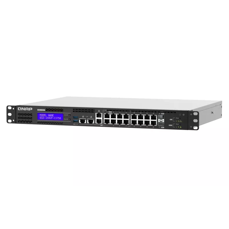 QNAP QGD-1602P Hallatav L2 Gigabit Ethernet (10/100/1000) Power over Ethernet (PoE) 1U Must, Hall